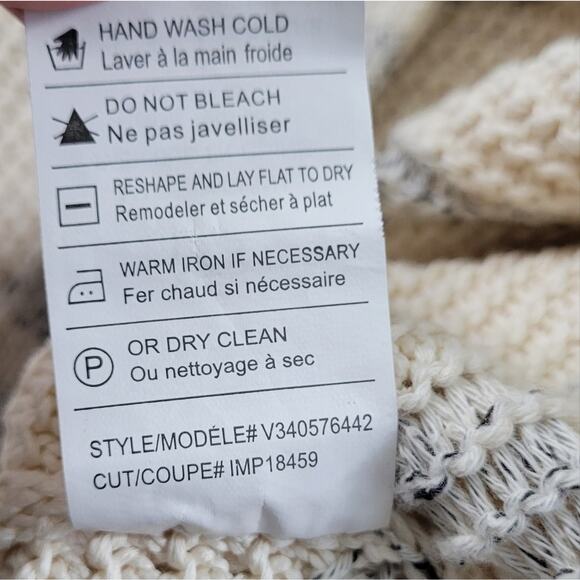 VINCE Popover White Knit Stripe Speckle Sweater Boxy Tunic Top - Picture 8 of 8